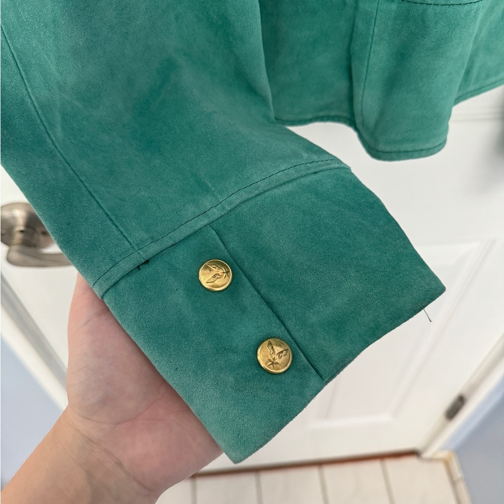 Vintage Suede Leather Cropped Bomber Jacket - Picture 9 of 11